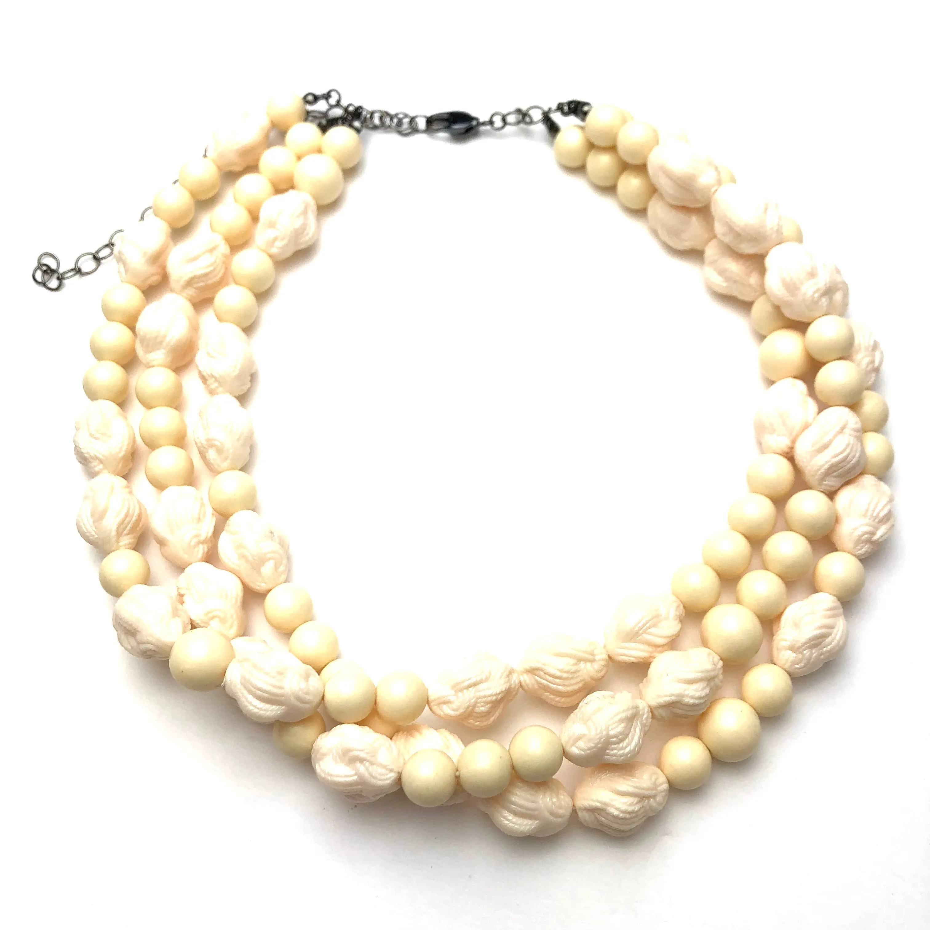 Cream Knotted Bead Morgan Necklace