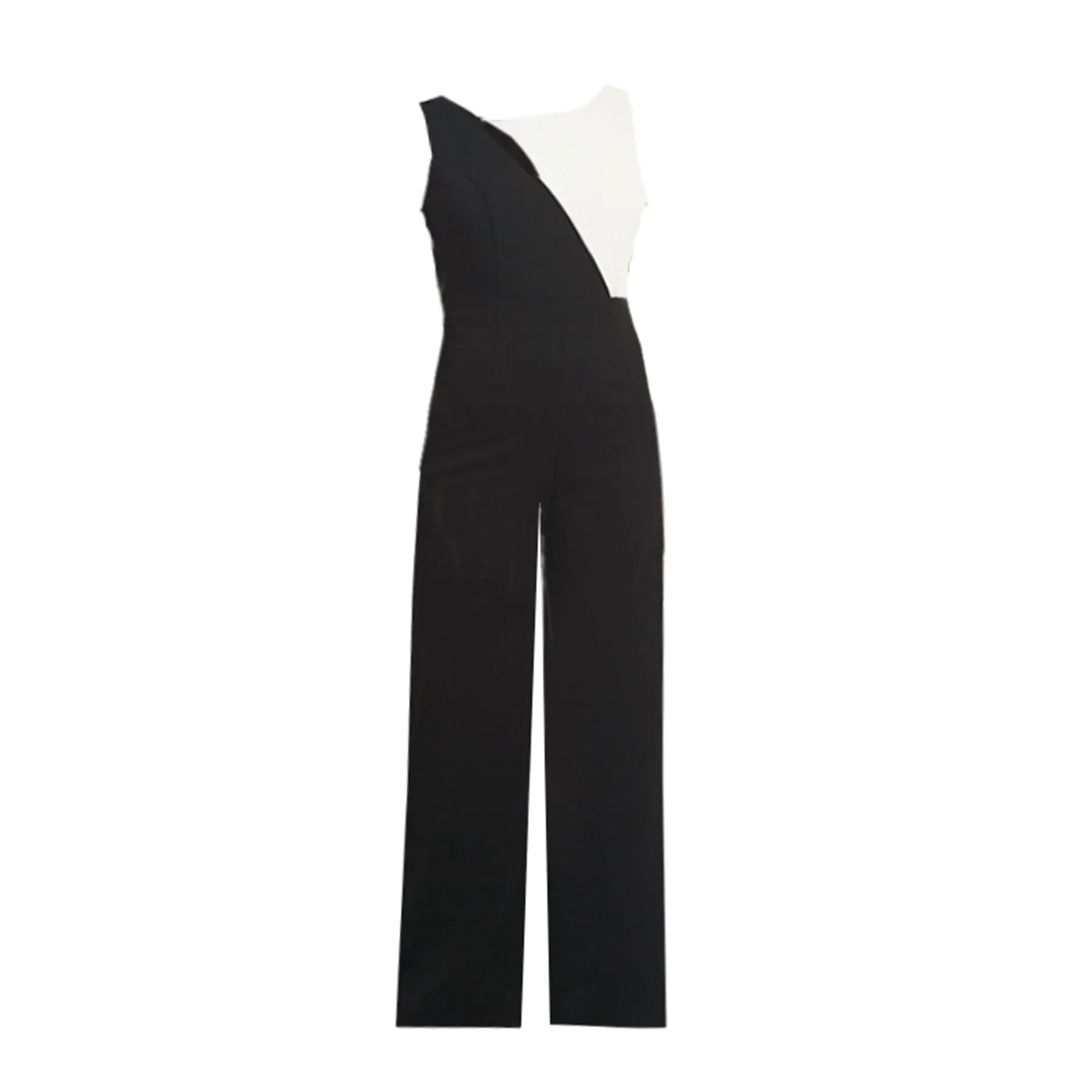 Crystal Colorblock Black White Sleeveless Jumpsuit