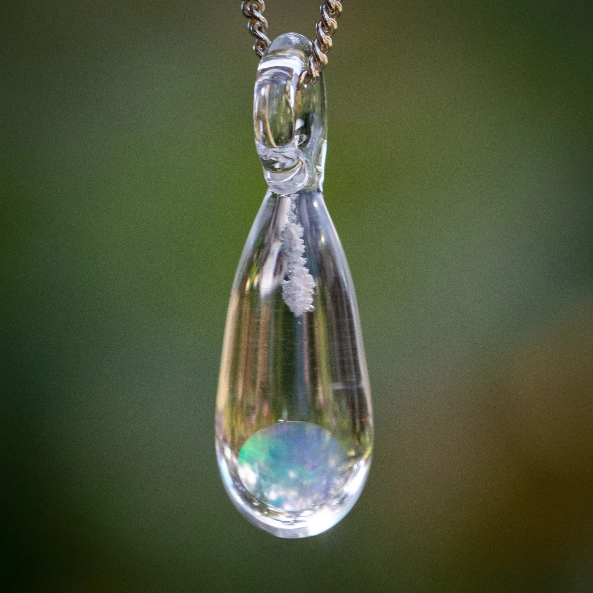 Dainty Drop Pendant with Opal