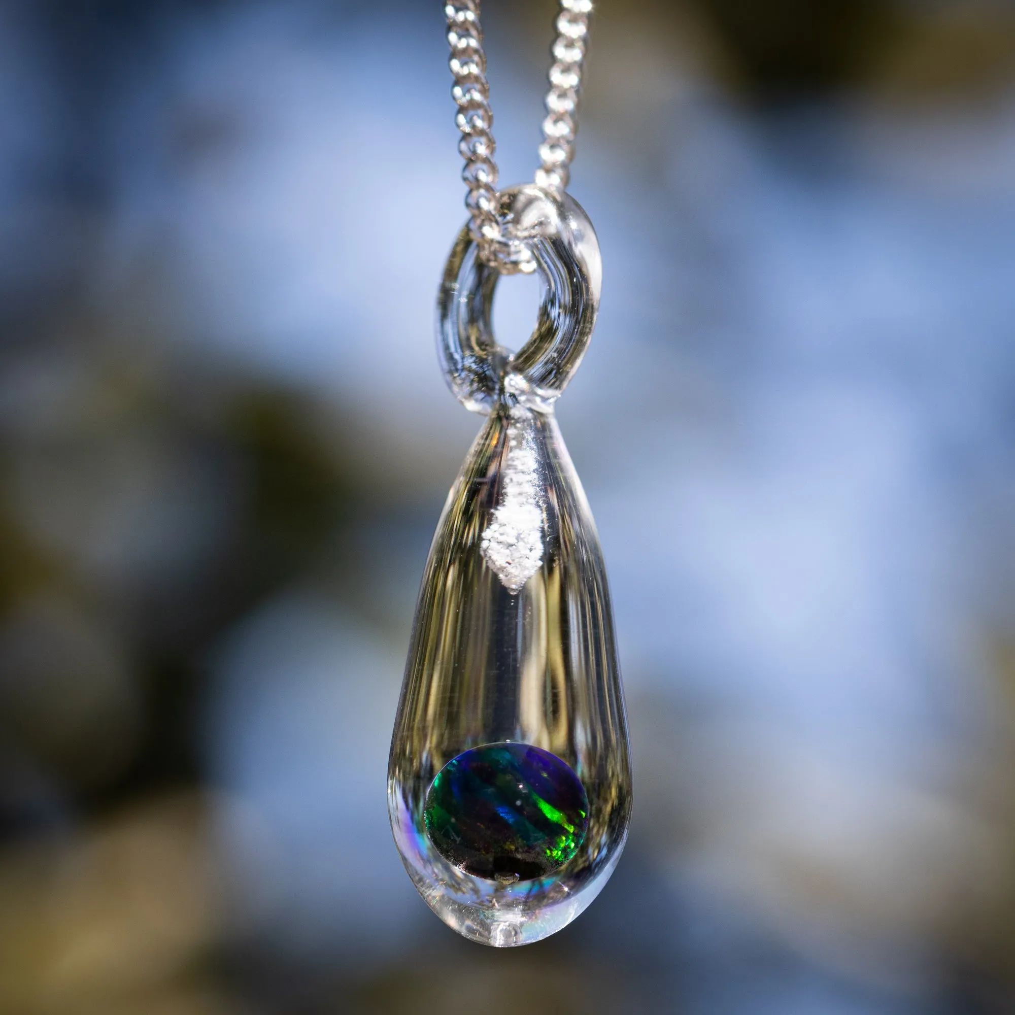 Dainty Drop Pendant with Opal