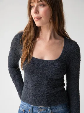 Danielle Square Neck Top - Charcoal