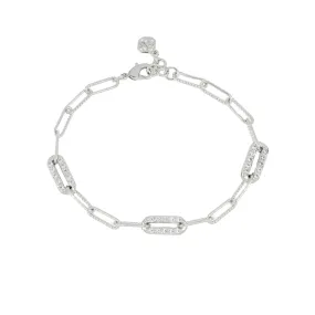 Diamante 3 Station Pavé Bracelet 7.5" - Rhodium