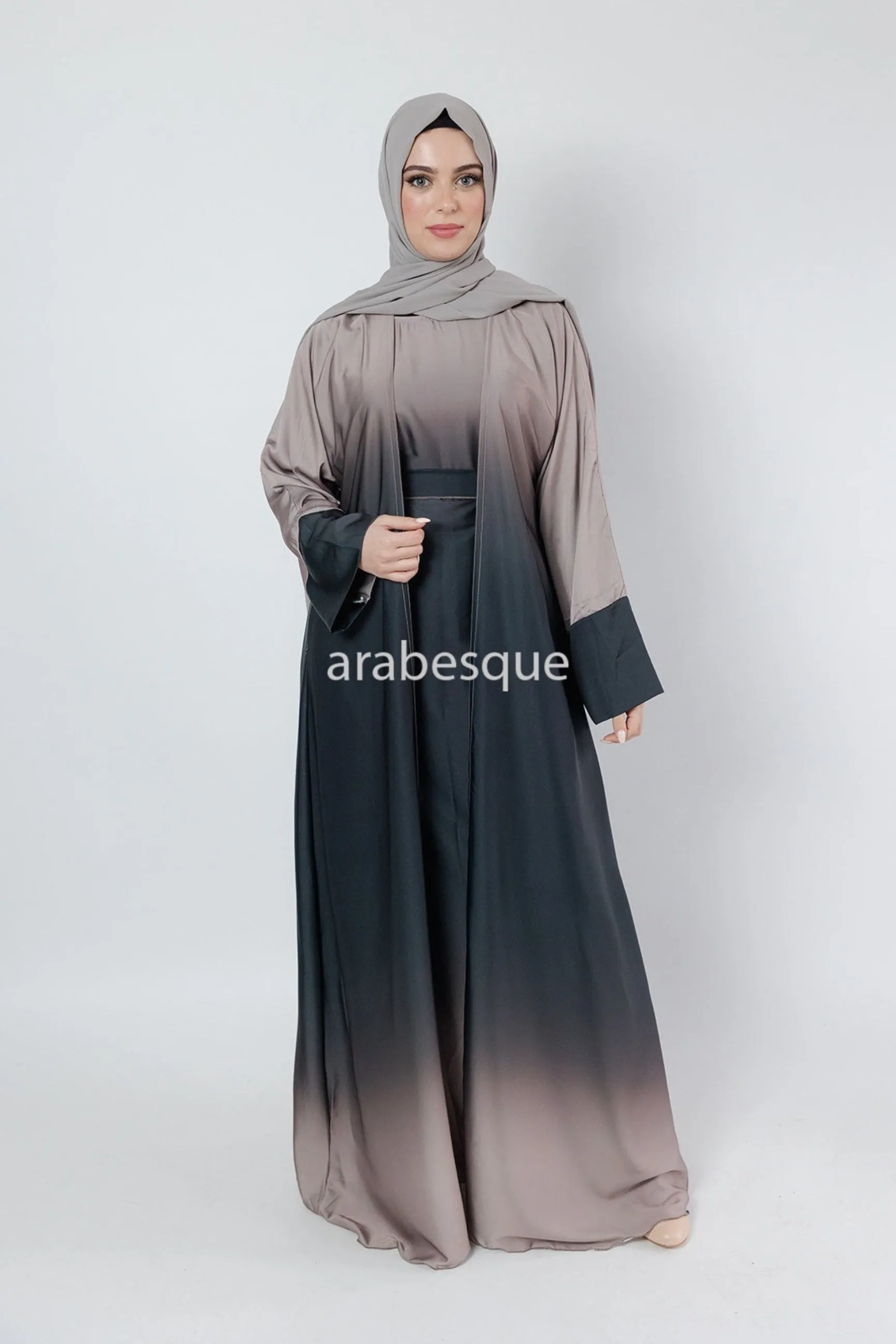 Double Ombre Satin Abaya - 3 Colours