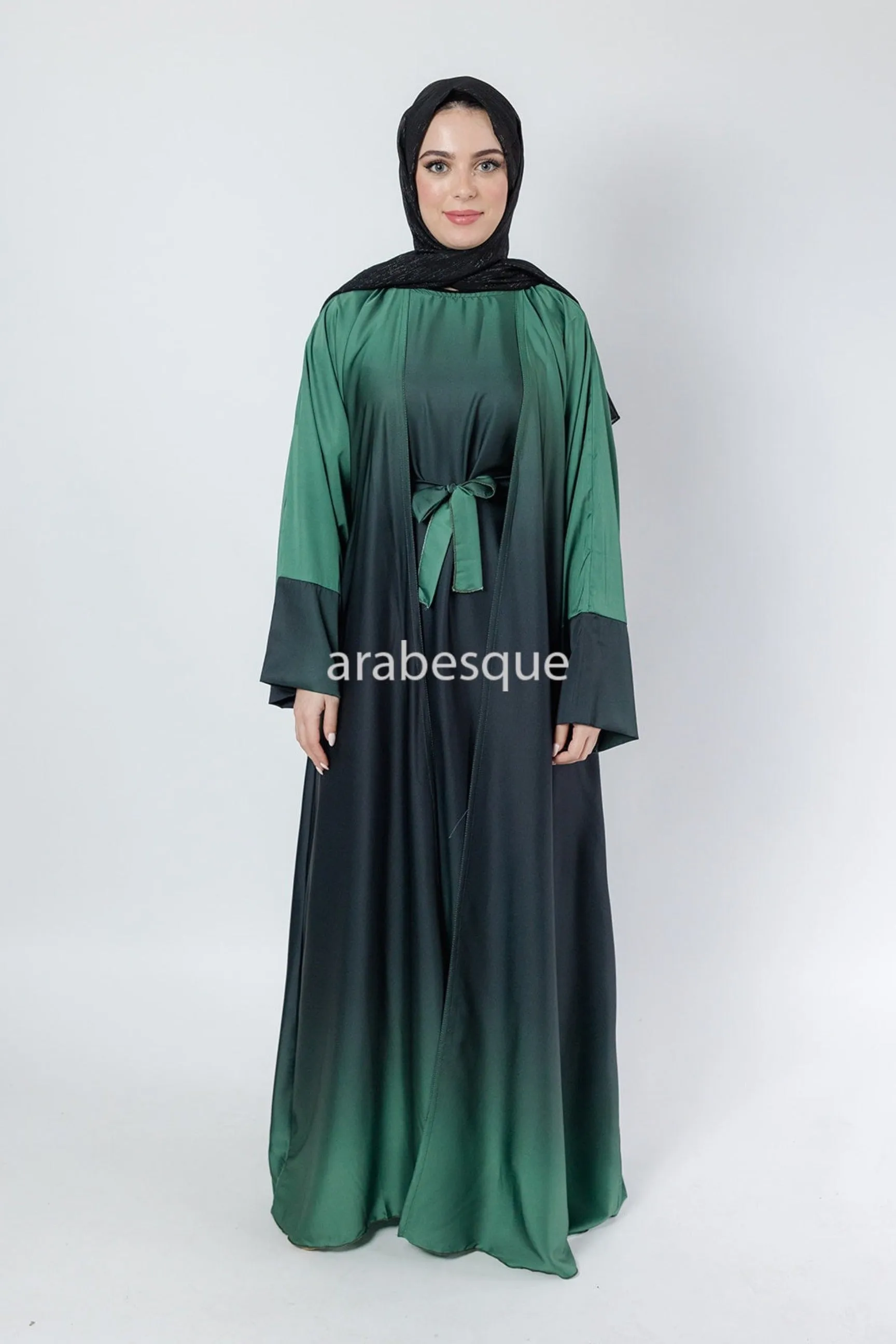 Double Ombre Satin Abaya - 3 Colours