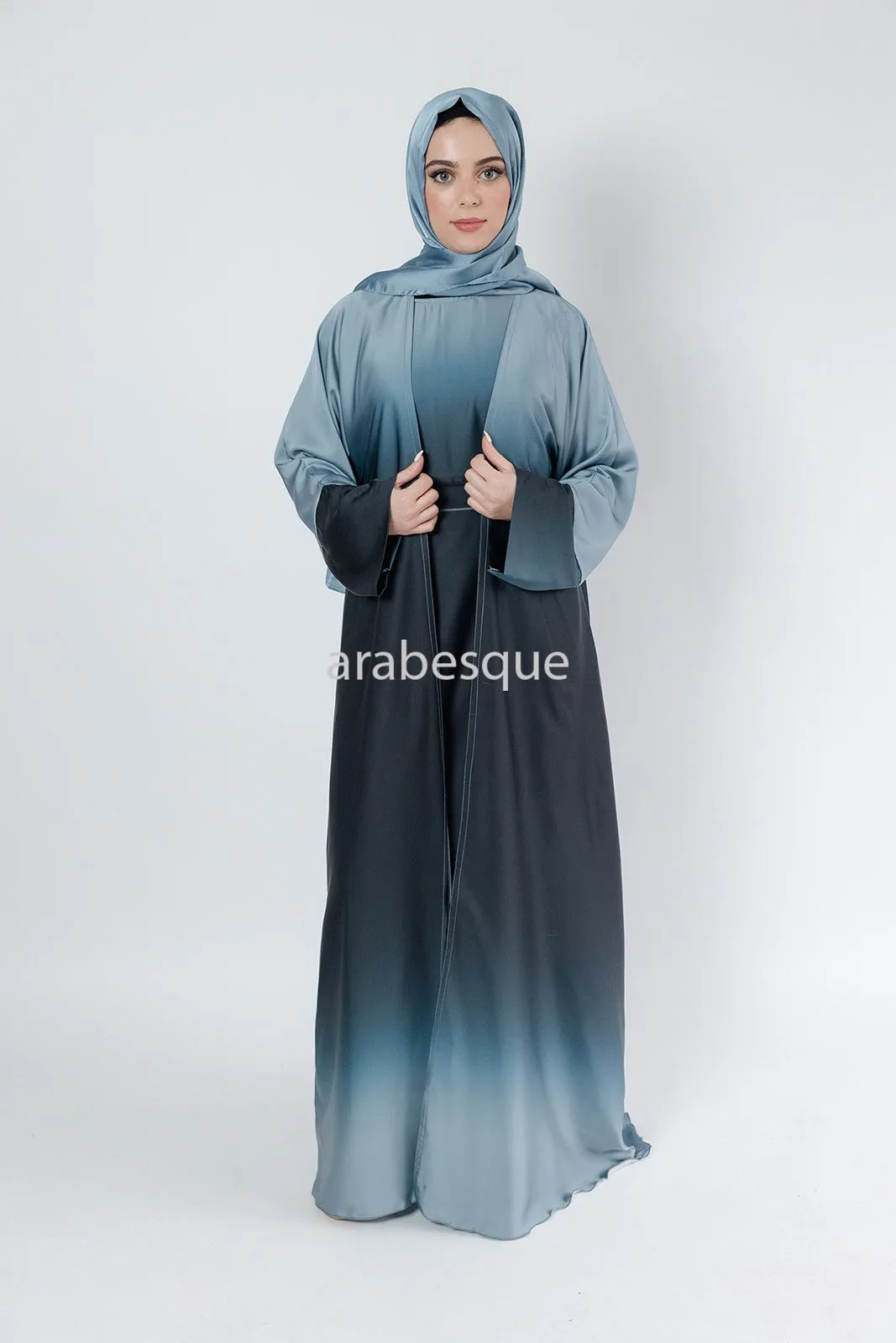 Double Ombre Satin Abaya - 3 Colours