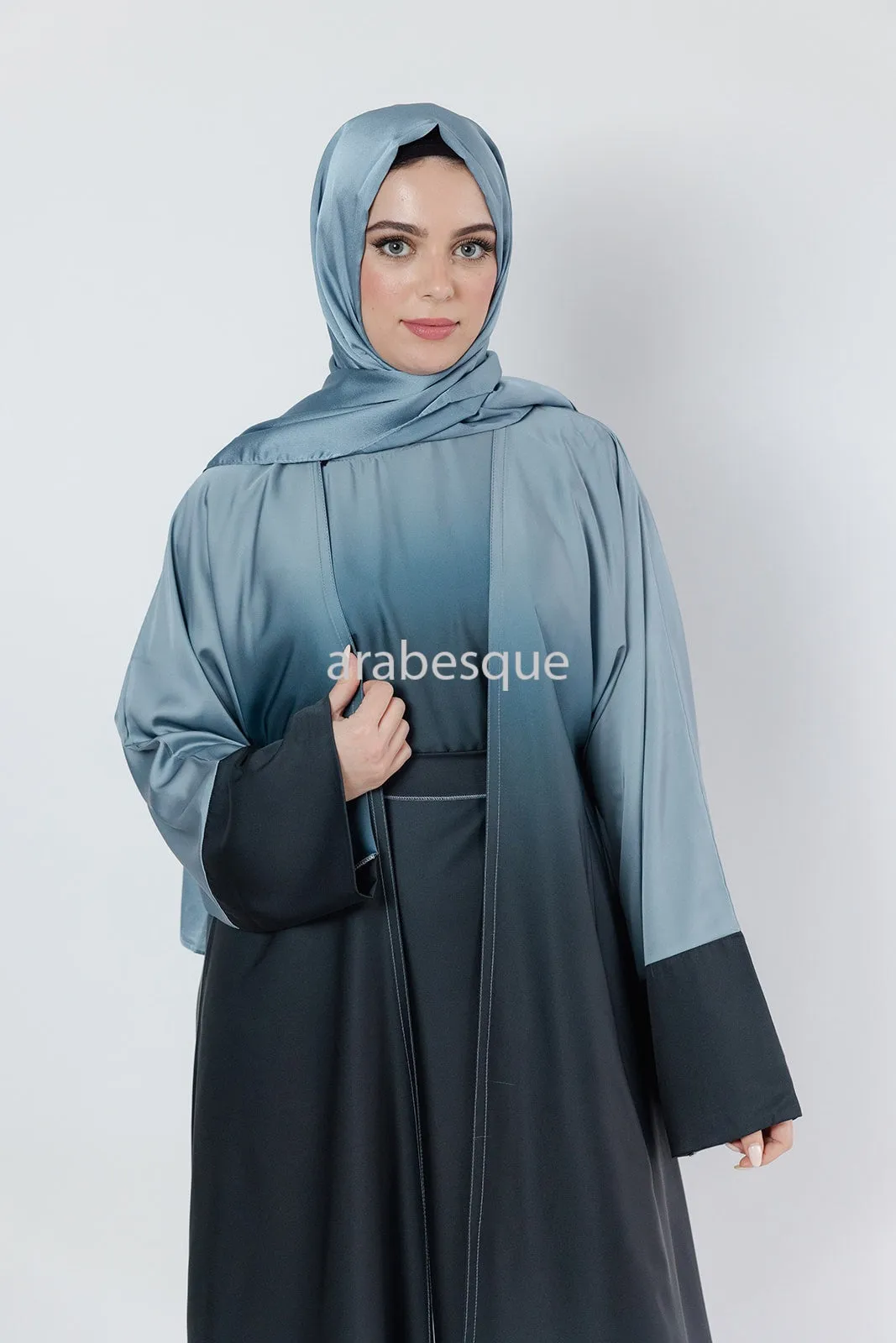 Double Ombre Satin Abaya - 3 Colours