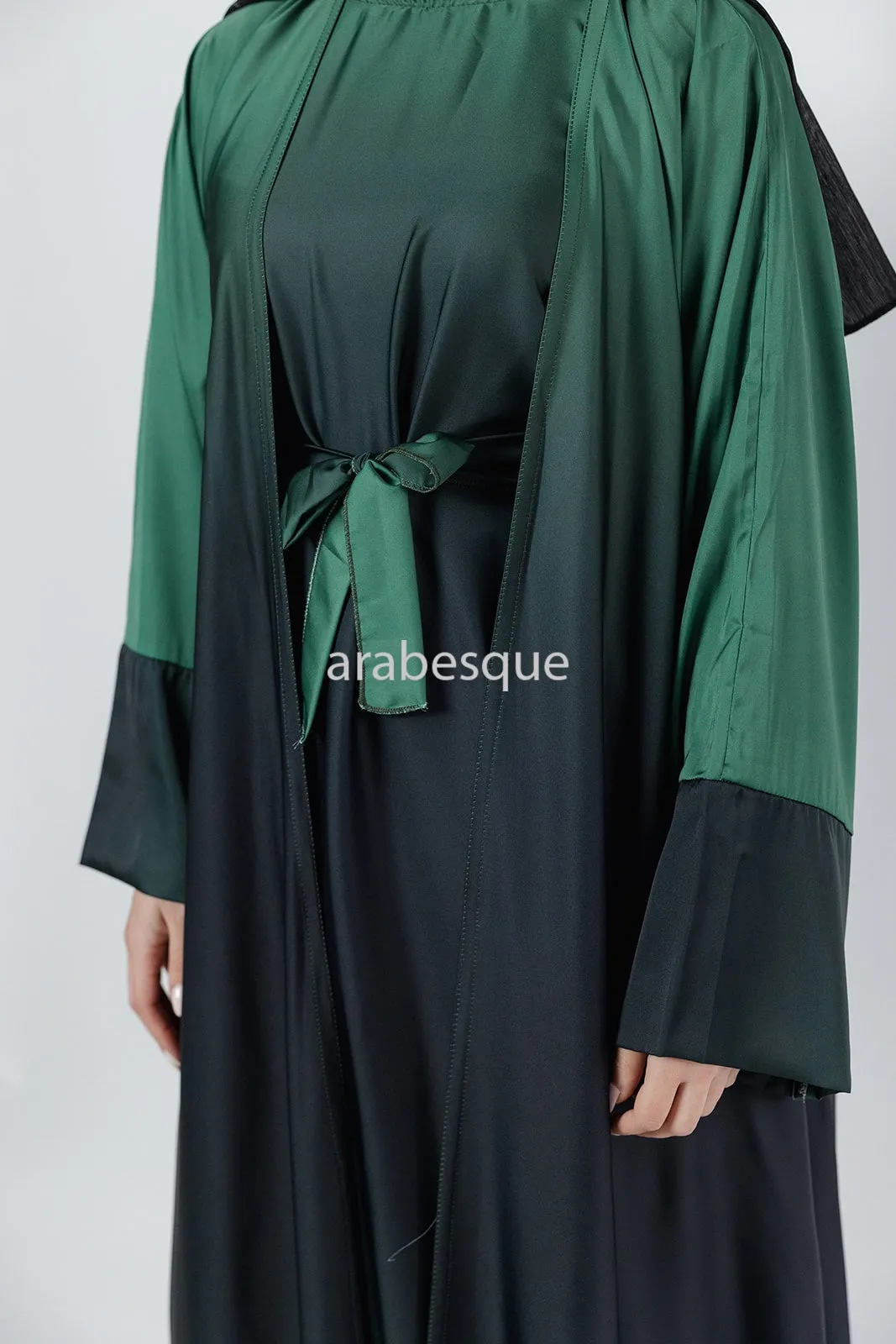 Double Ombre Satin Abaya - 3 Colours