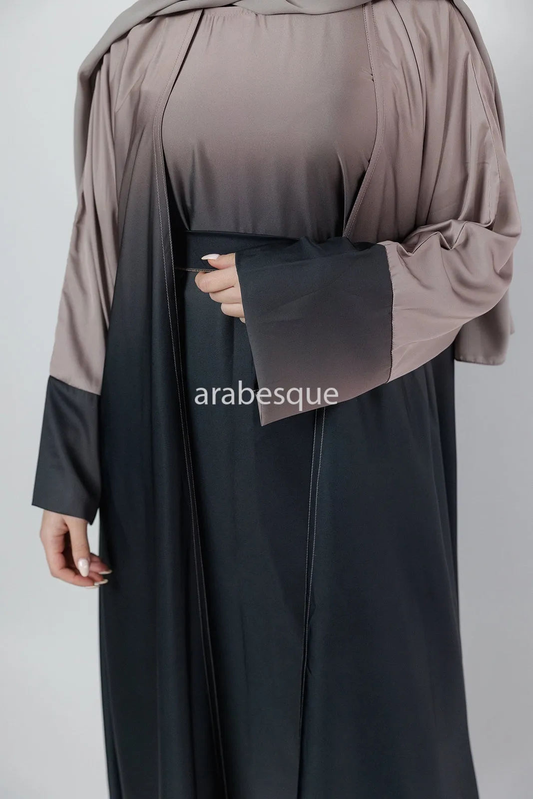 Double Ombre Satin Abaya - 3 Colours