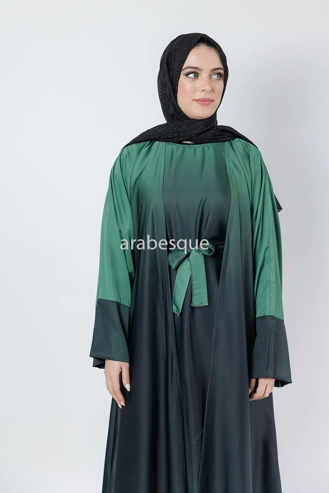 Double Ombre Satin Abaya - 3 Colours