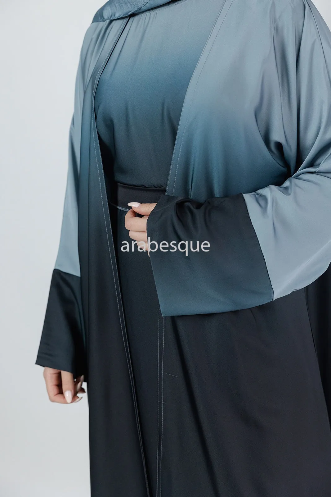 Double Ombre Satin Abaya - 3 Colours