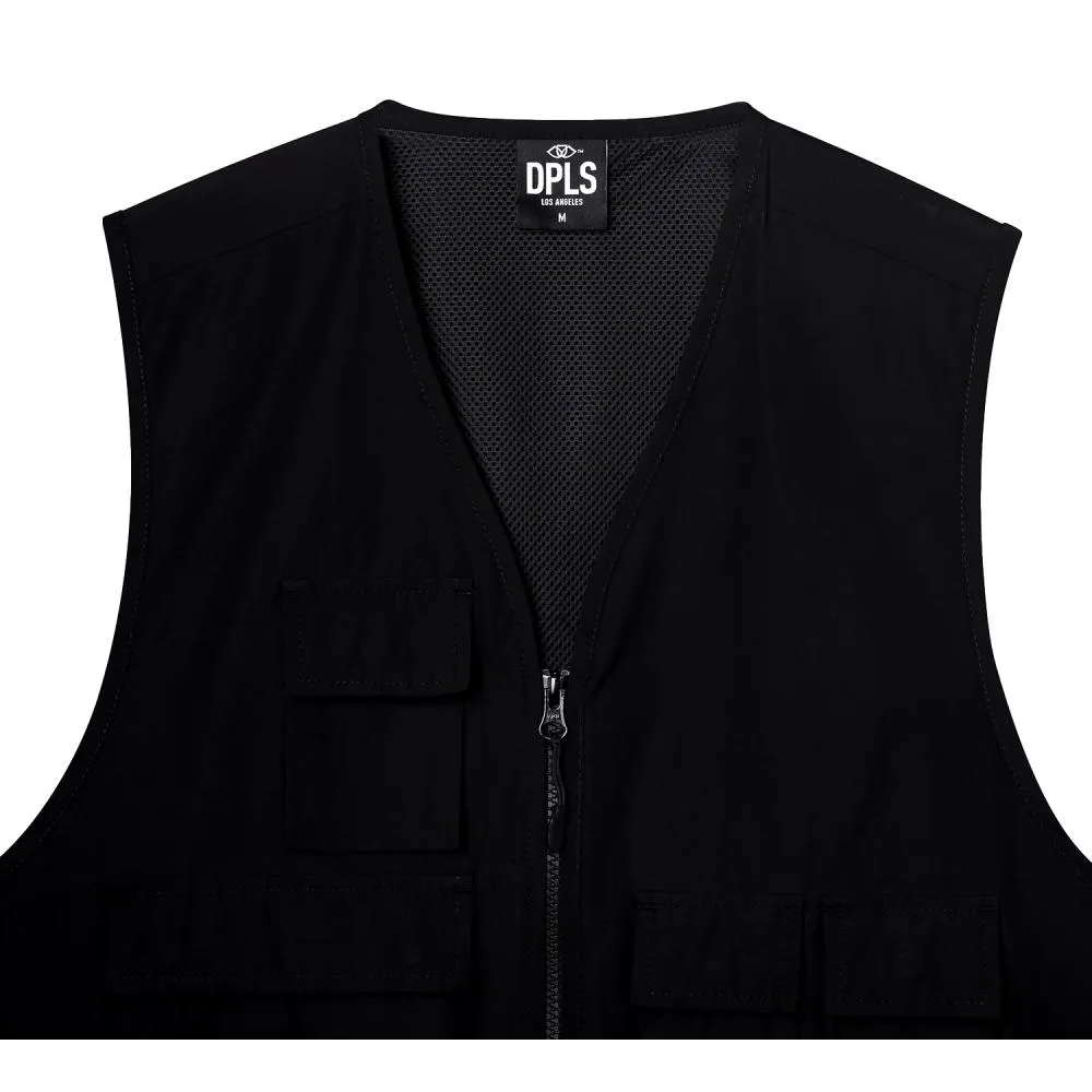 DPLS ZIP UP UTILITY GILET-BLACK