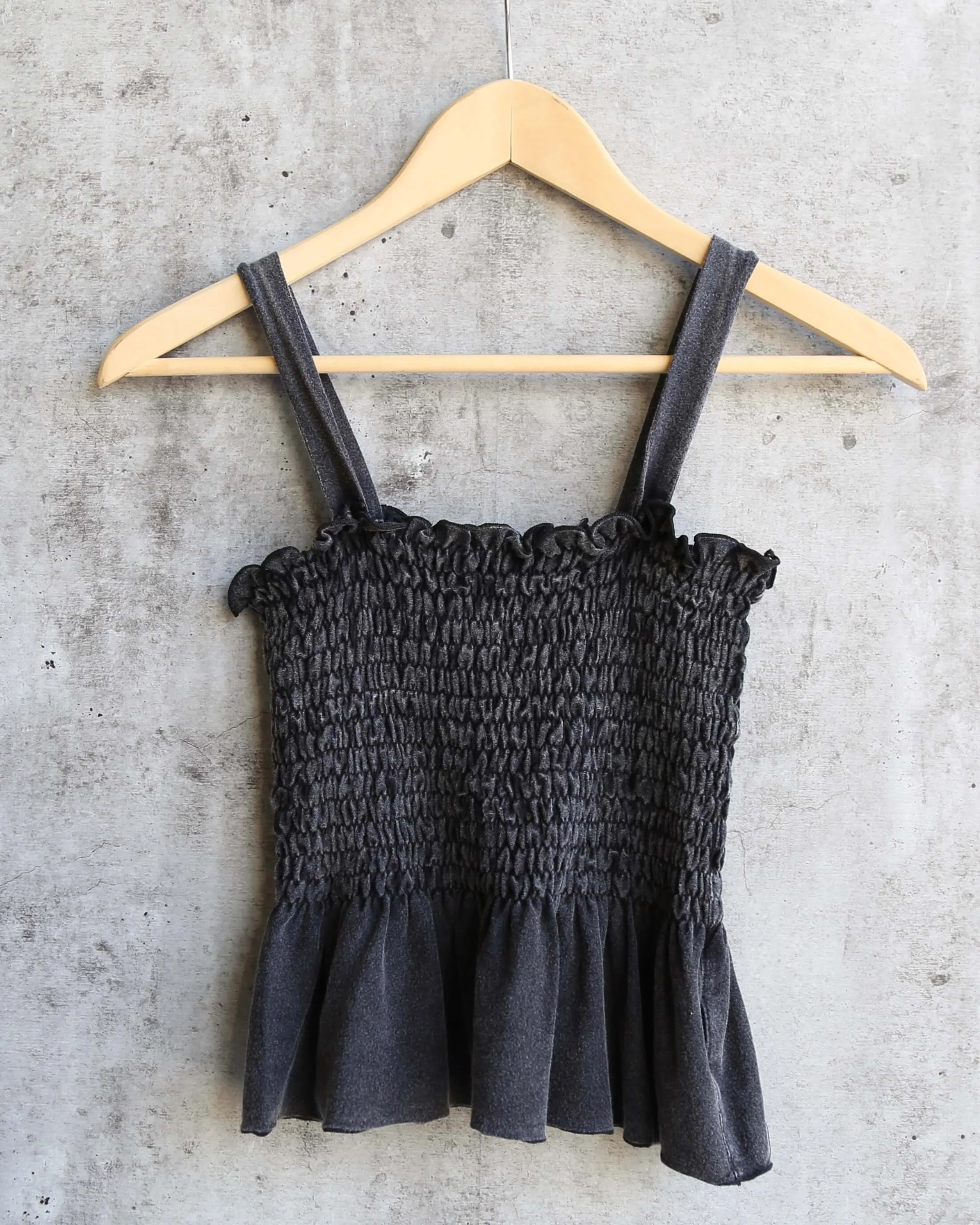 Dreamers - Smock Tank Top in Black Wash