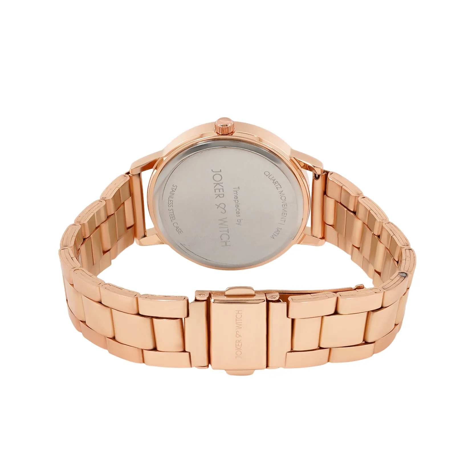 Eclipse White Dial Rosegold Metallic Strap Watch