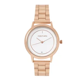 Eclipse White Dial Rosegold Metallic Strap Watch