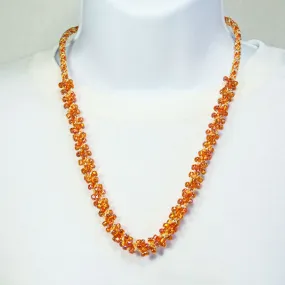 Edwina, Peach Color Beaded Kumihimo Stitch, Braided Necklace