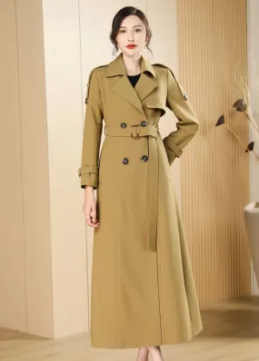 Epaulet Double Breasted Button Long Trench Coat