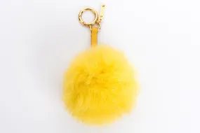 Fendi Pom Pom Yellow Fur Bag Charm, Gold Hardware, no Dust Cover & Box