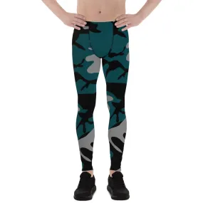 Gray, Teal and Black Men's Leggings