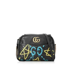 Gucci Marmont Ghost Chain Shoulder Black Lambskin Cross Body Bag