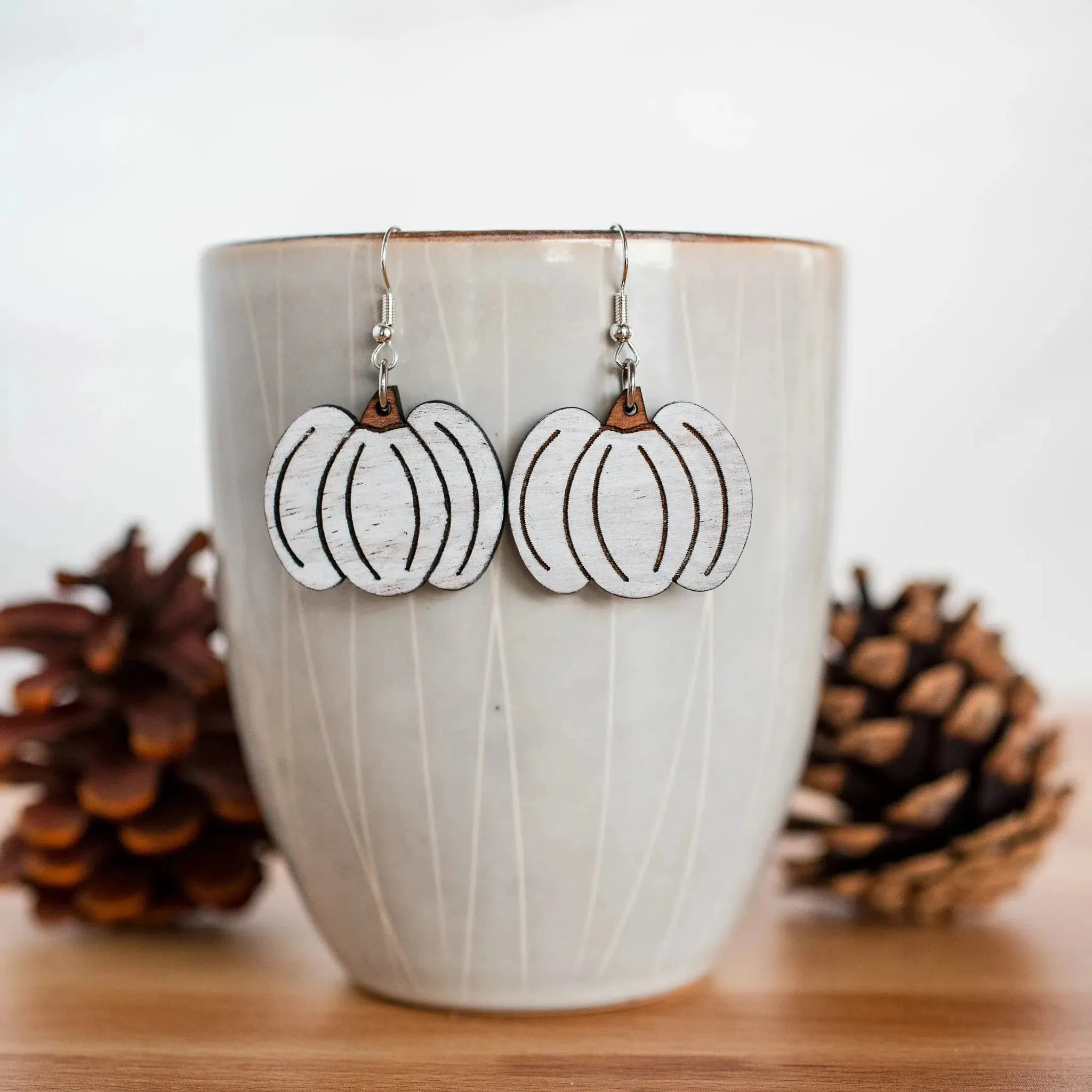 Hand-Painted Wood Pumpkin Earrings