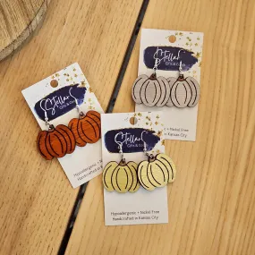 Hand-Painted Wood Pumpkin Earrings