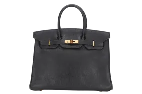 HERMES BIRKIN 35 [STAMP D SQUARE (YEAR 2000)] BLACK CHEVRE MYSORE GOLD HARDWARE WITH DUST COVER, NO KEYS&LOCK