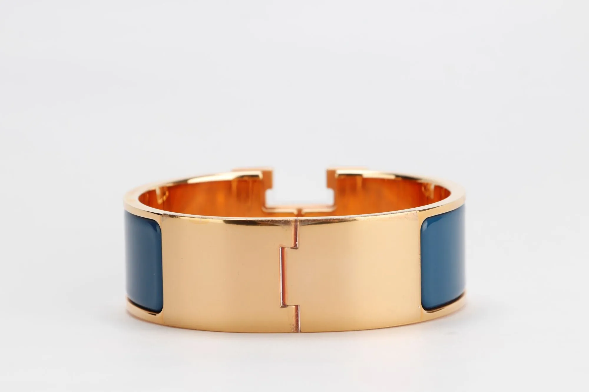 Hermes Clic Clac 2cm MM Size, Blue Biarritz Color, Rose Gold Hardware