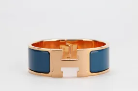 Hermes Clic Clac 2cm MM Size, Blue Biarritz Color, Rose Gold Hardware