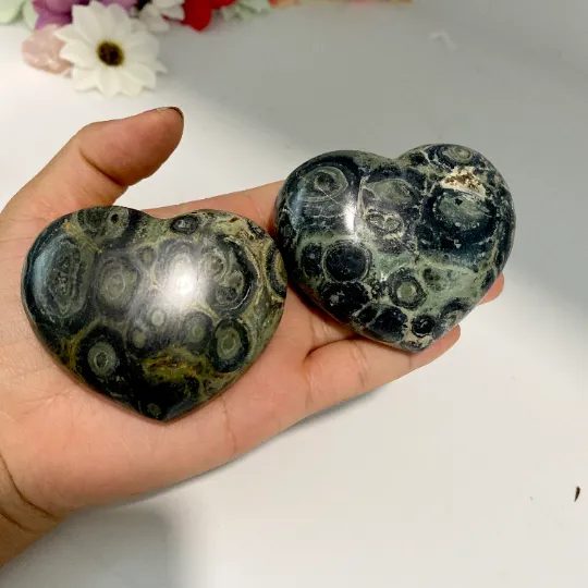 Kambaba Jasper Heart Crystal, Kambaba Heart, Healing Stone, Reiki Meditation, Palm Stone, Stone for Peace ,Tranquility,  Crocodile Jasper