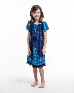 Kids Paisley Mandalas Dress in Blue