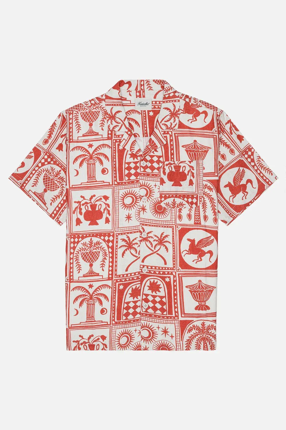 Kuwalla Linen Printed Yacht Shirt (Red/White)