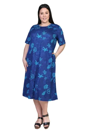 La Cera Plus Size Sea Shell Print Knit Dress