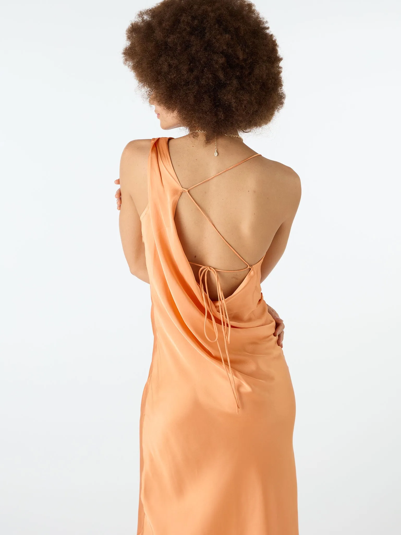 Lana Asymmetric Maxi Dress in Apricot