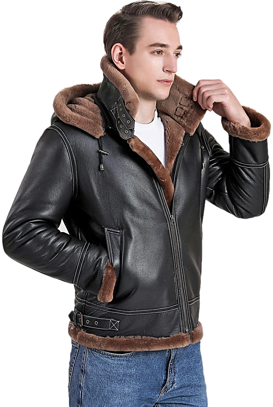 Landing Leathers Men Monogram Collection B-3 Sheepskin Bomber Jacket