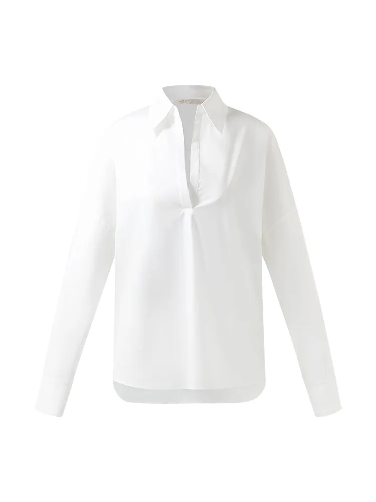 Lapel Oversized V-Neck Women Shirt