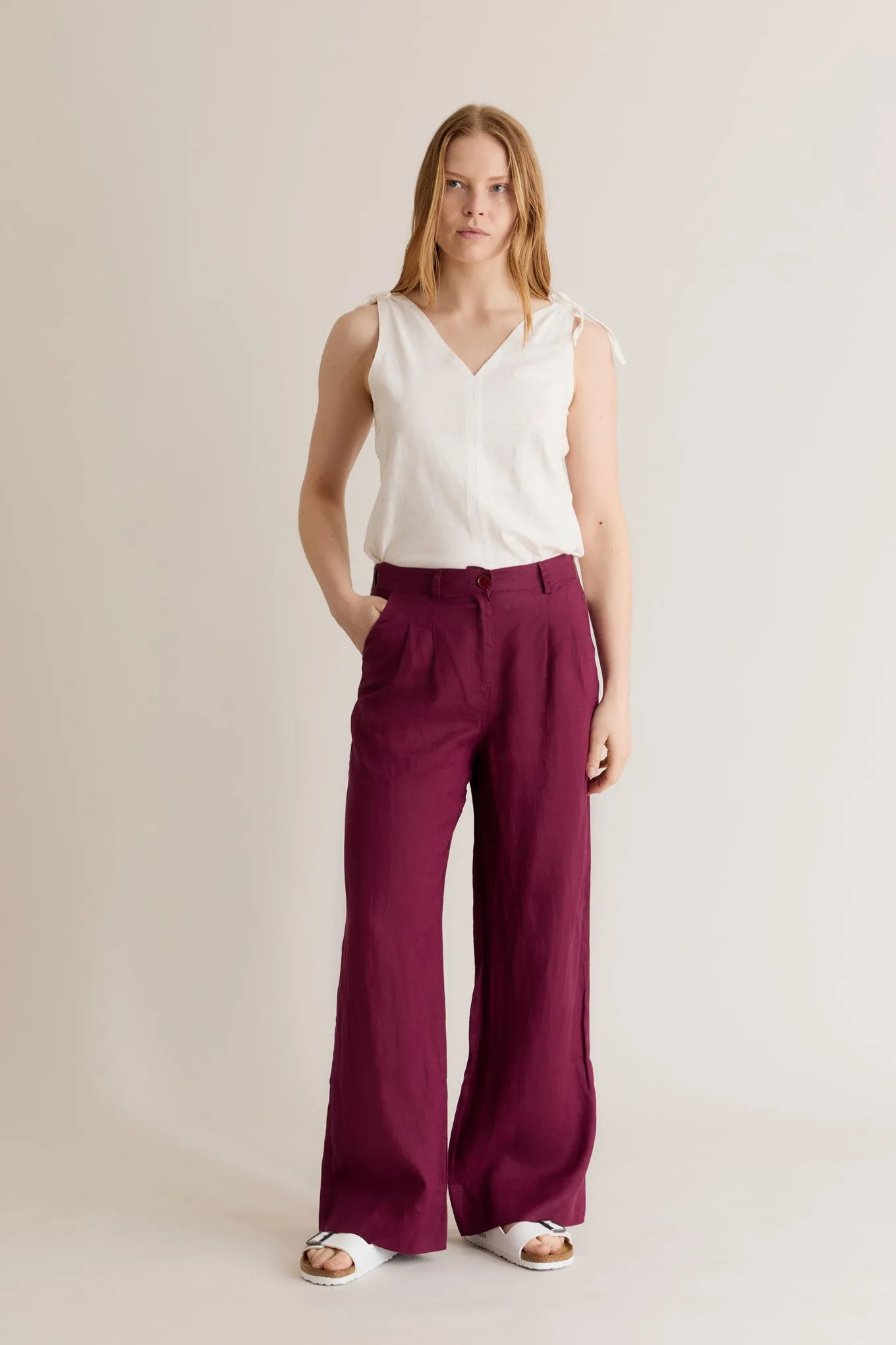 LION - Linen Trousers Berry