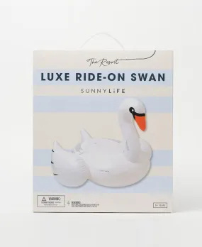 Luxe Ride-On Float Swan | White on White