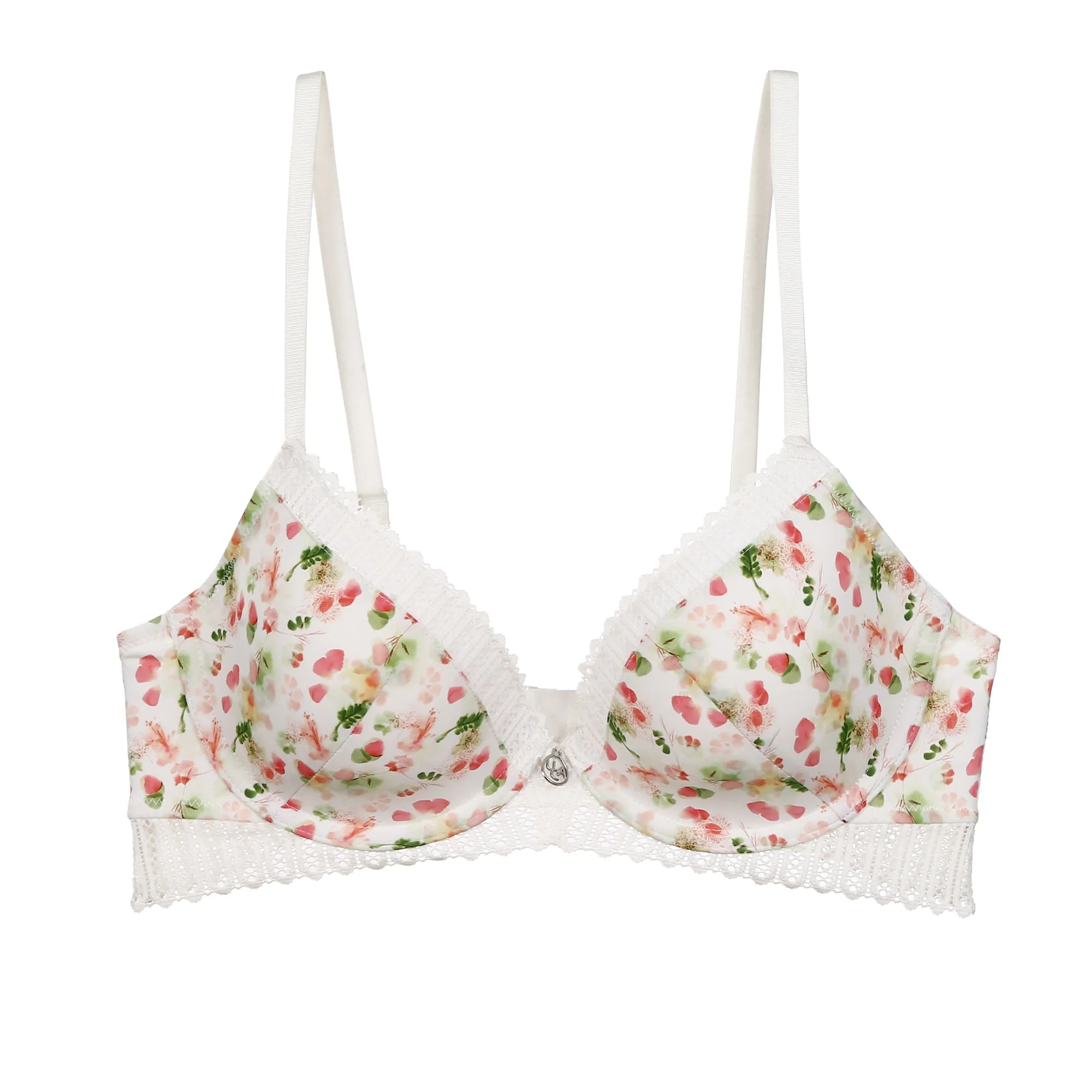 MELANIE Printed Plunge Lace Molded Padded Demi Bra