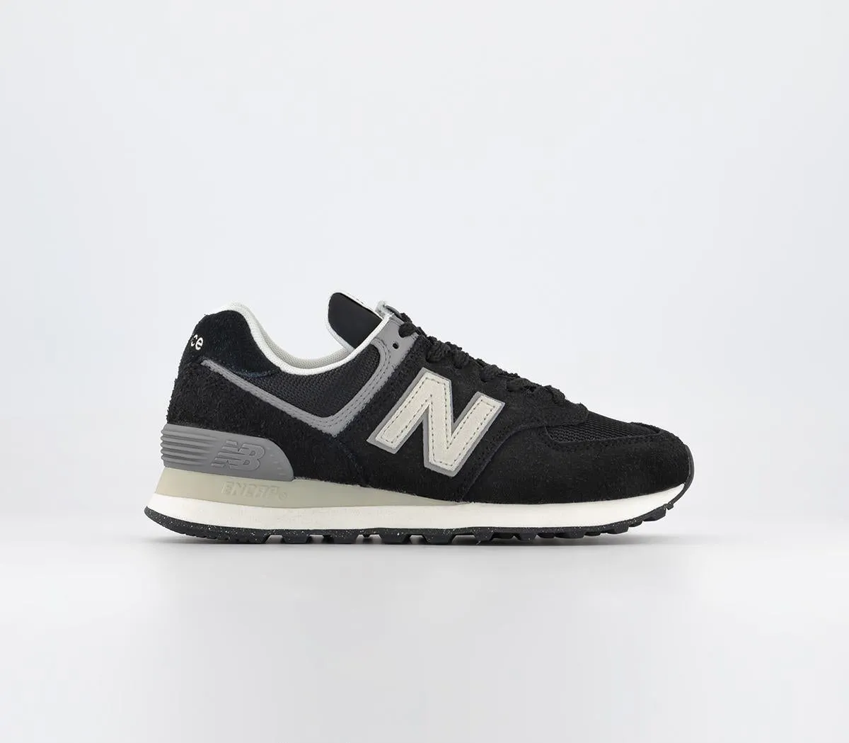 Mens New Balance 574 Black Silver Grey Trainers