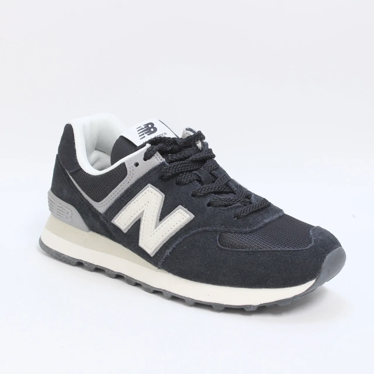 Mens New Balance 574 Black Silver Grey Trainers