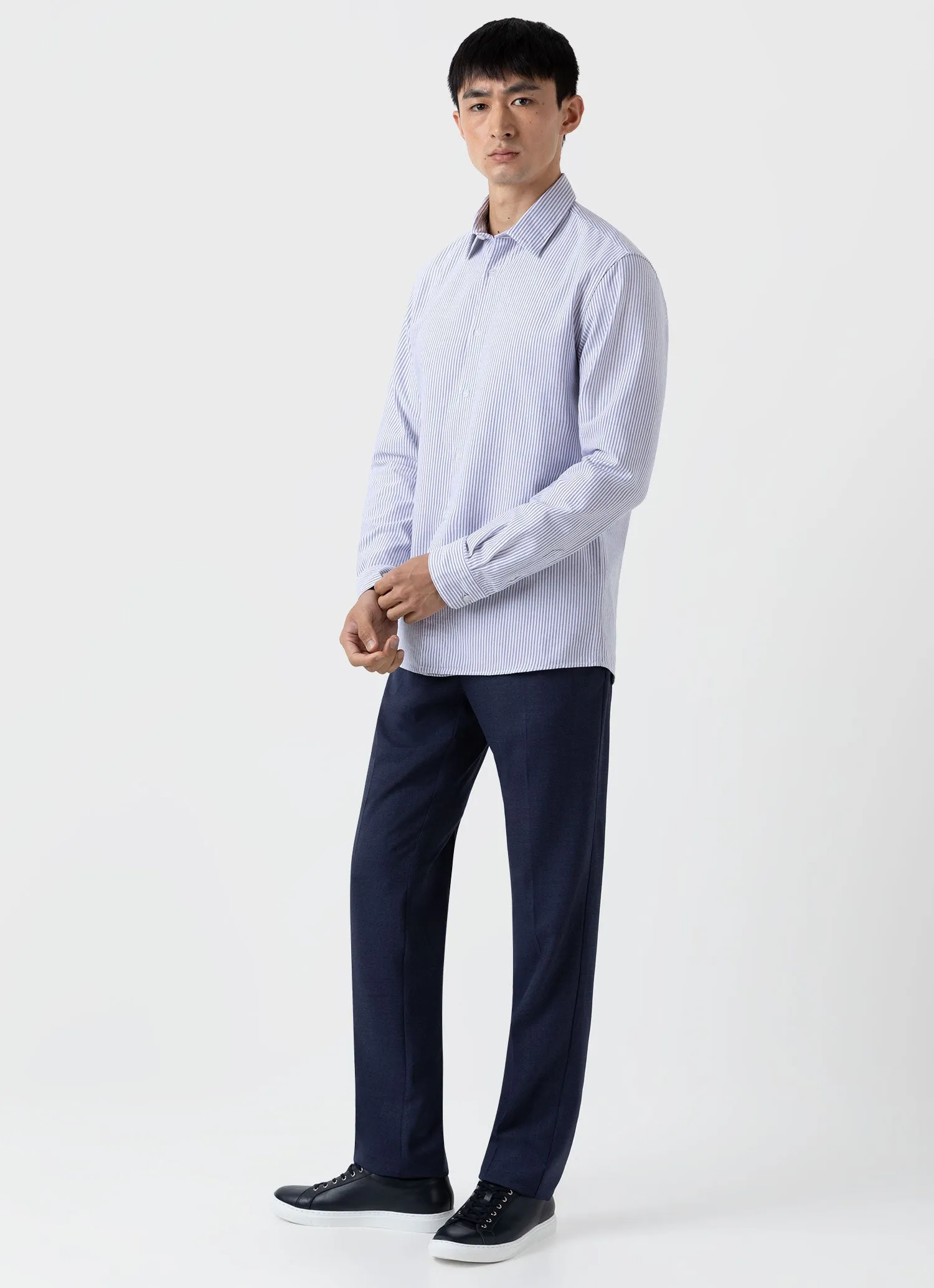 Men's Oxford Stripe Shirt in White/Navy Oxford Stripe