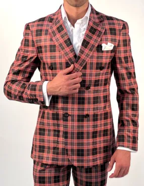 Mens Plaid Suit, Red.Black