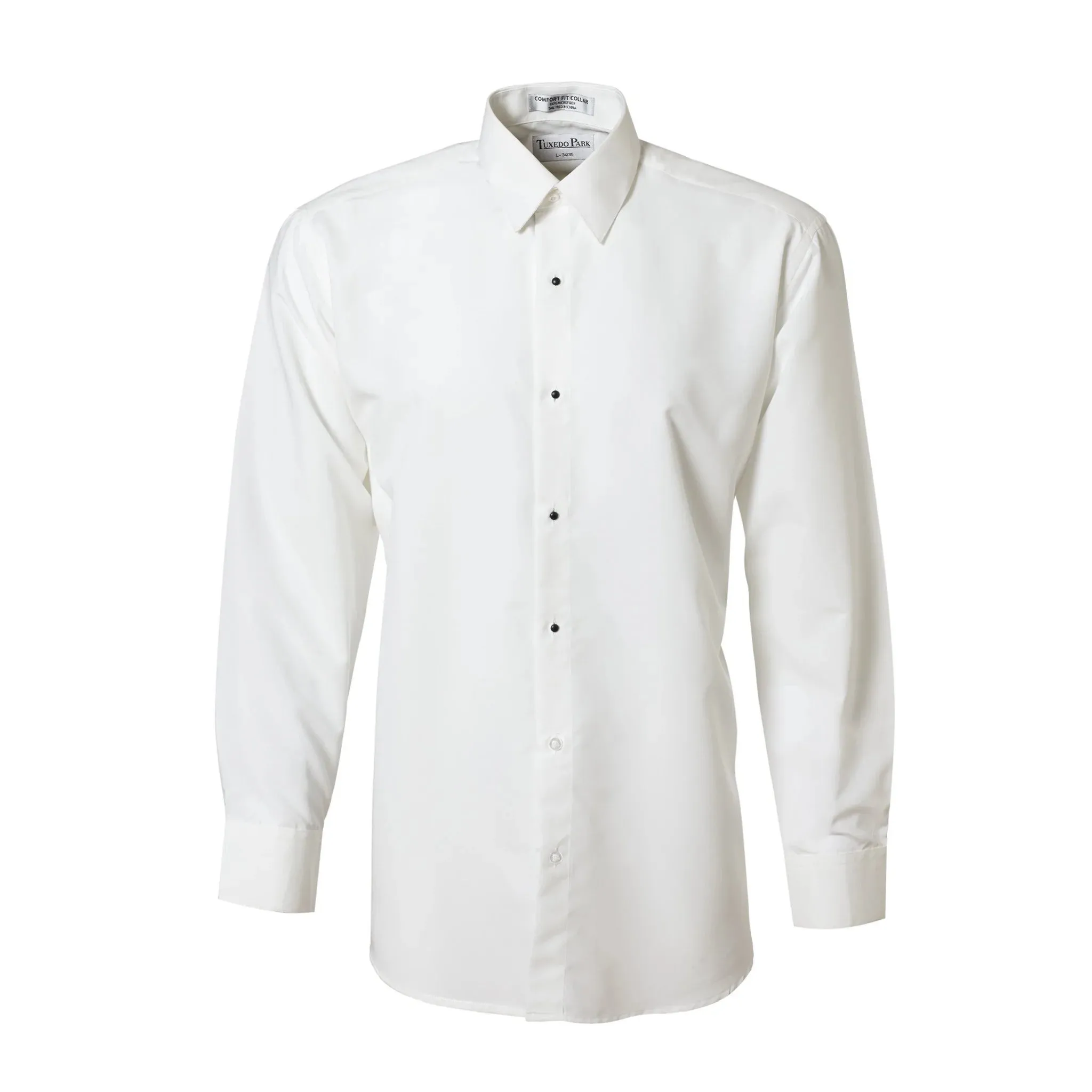 Men's Solid White Microfiber Formal Tuxedo Shirt - RENTAL