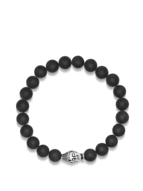 Men's Wristband with Matte Onyx and Buddha