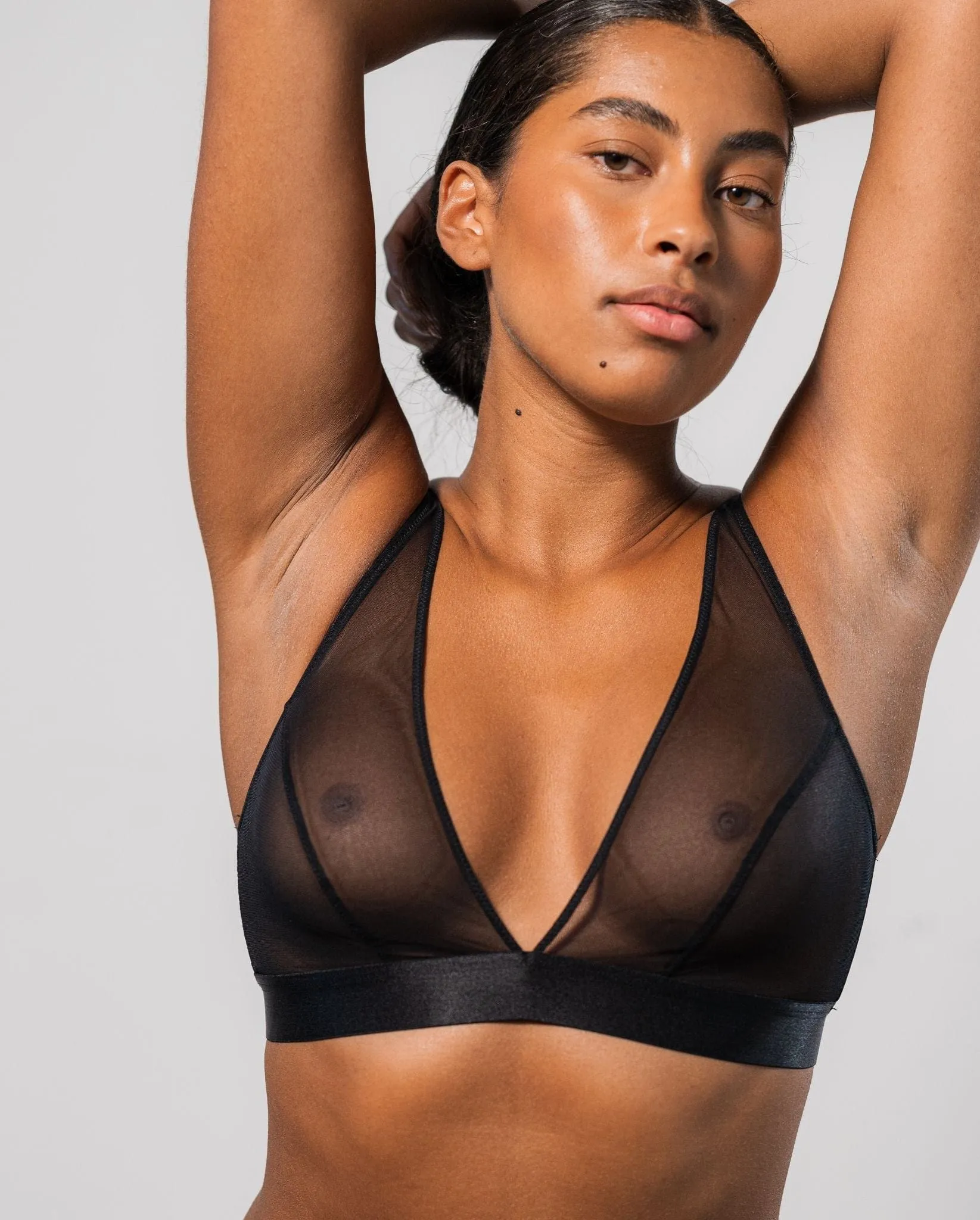 Mesh Plunge Bralette Black