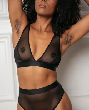 Mesh Plunge Bralette Black