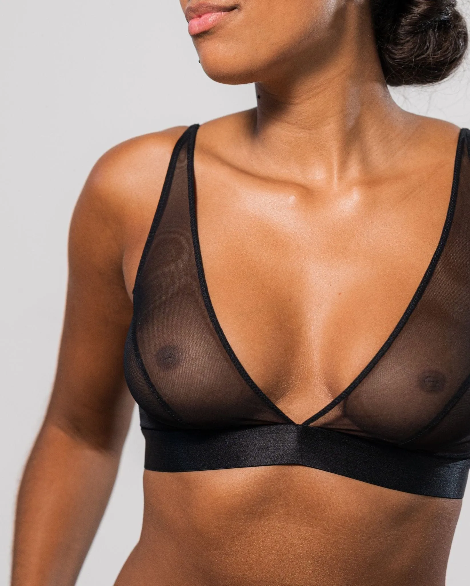 Mesh Plunge Bralette Black