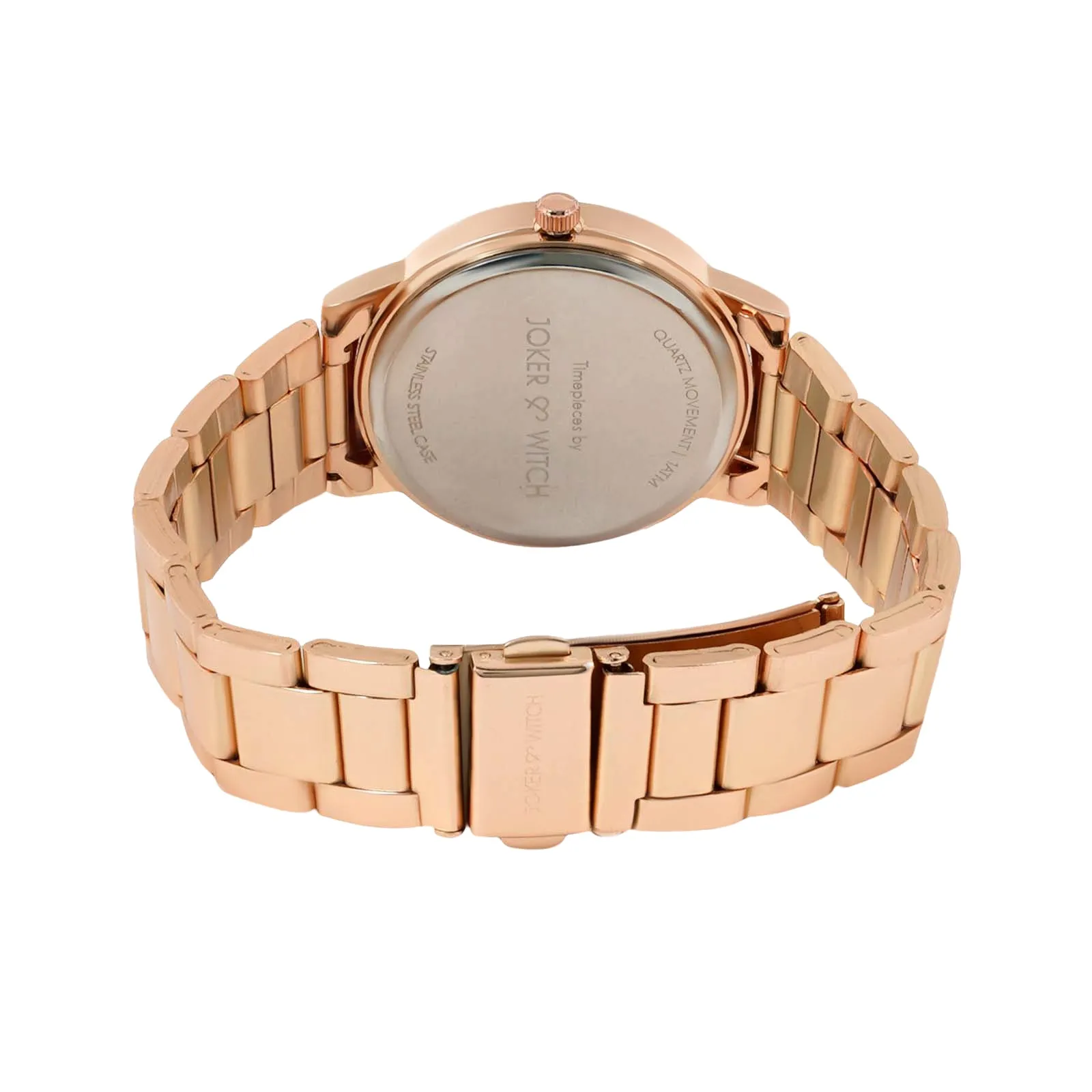 Midnight White Dial Rosegold Metallic Strap Watch