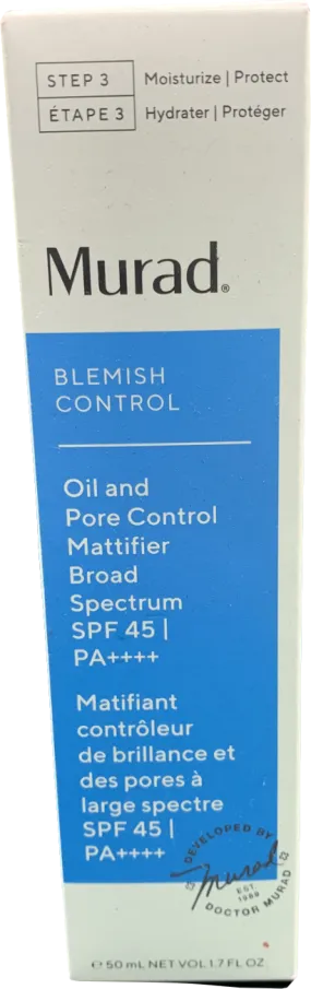 Murad Blemish Control Oil And Pore Control Mattifier Broad Spectrum Spf 45 | Pa     50 ml