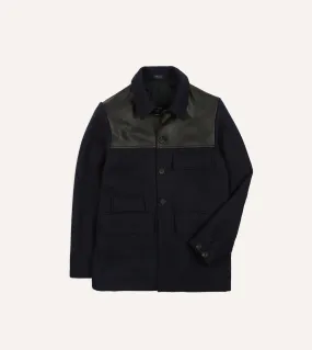 Navy Wool and Leather Donkey Chore Jacket